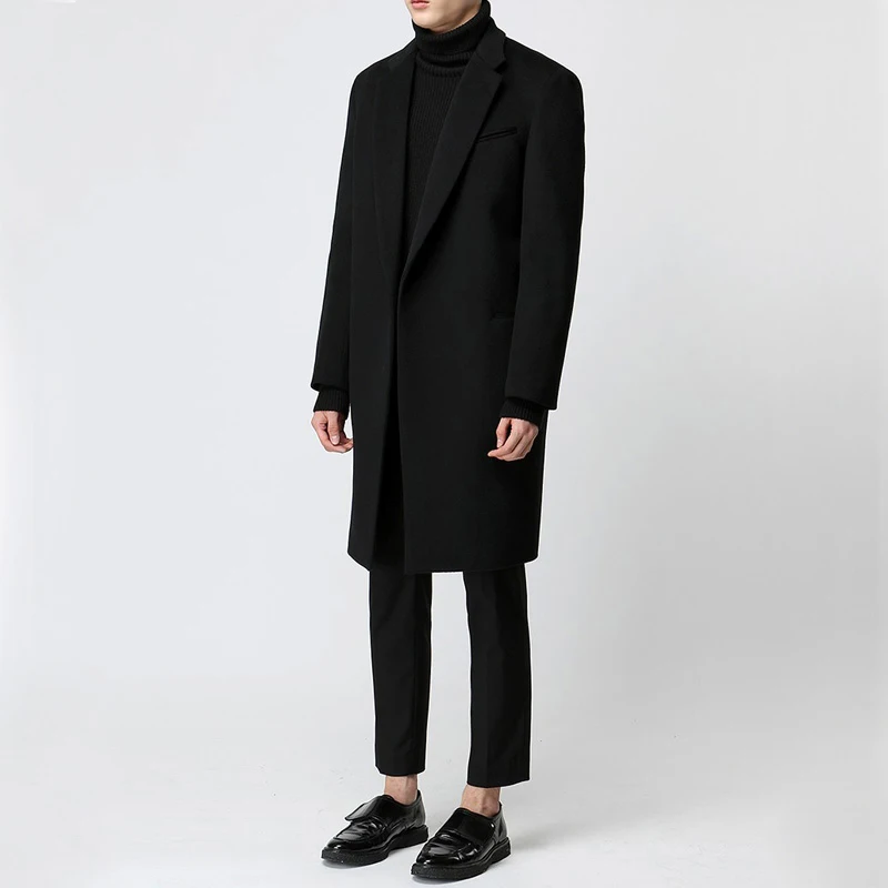 New Autumn Winter Woolen Coat Men Long Sleeve Warm Business Trench Coat Casacos Inverno Homens Plus Size LX1979