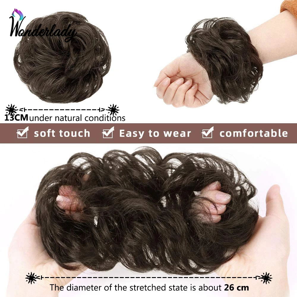 WonderLady Synthetic Hair Bun Chignon Updo Hair Extensions For Women Messy Hair Black Brown Hairpieces Elastic Band Scrunchy