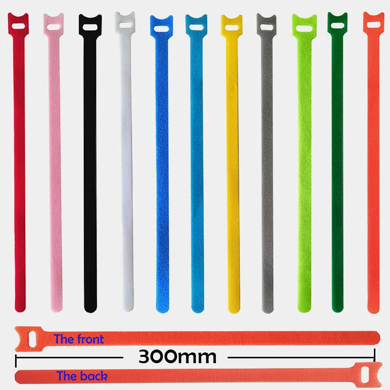 50pcs  Adhesive Fastener Tape cable ties  Magic Hook Loop stick bulcker Belt Bundle Wire Line Strap cord