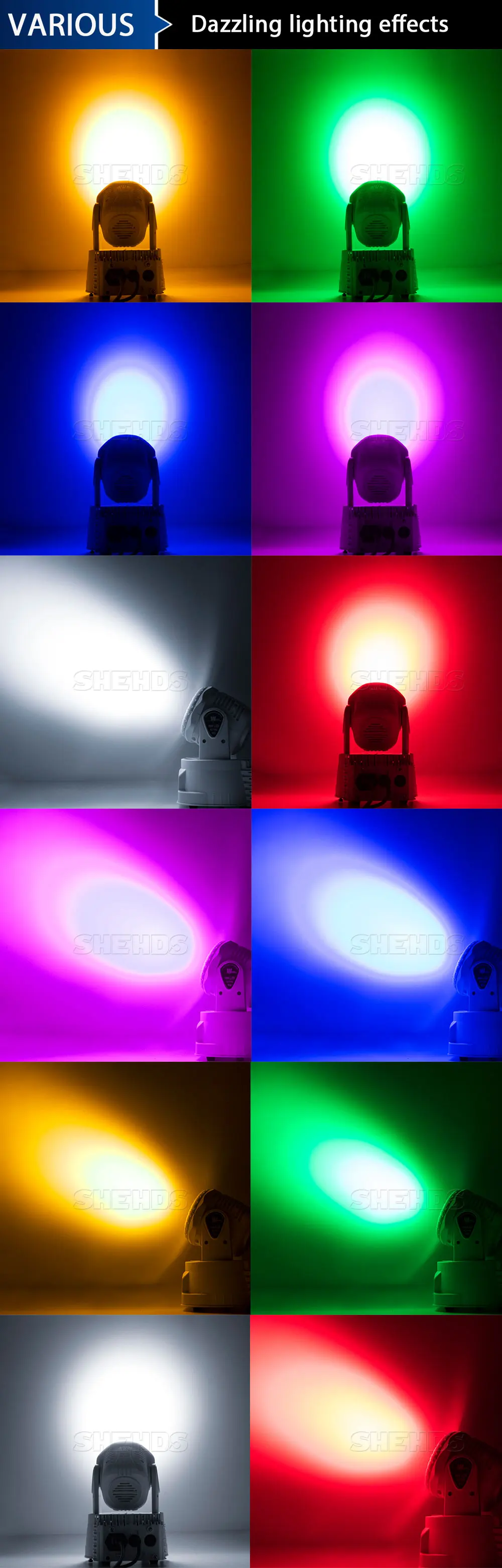 7x18w RGBWA UV 6in1 LED Moving Head Mini Waschen Licht Für DJ Party Disco Nachtclub DMX512 bühnen Beleuchtung – Detail 5