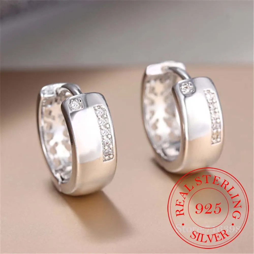 925 Sterling Silver Crystal Round Stud Earrings Fashion Jewelry For Women Christmas Gift Female pendientes aretes de mujer eh085