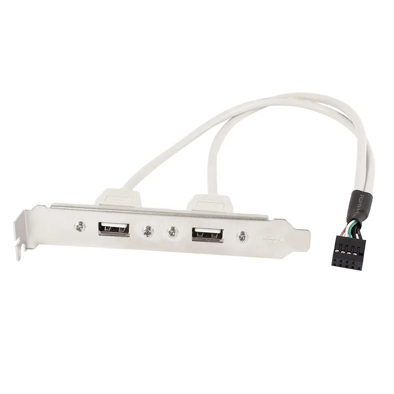 2/4 Port USB 2.0 Bracket Cable,Motherboard USB 9/10Pin to 2 Female Splitter Adapter Cable w/PCI Slot Cover Full-Profile