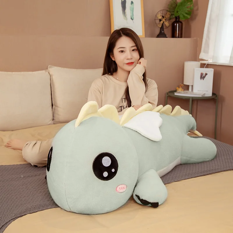 New Huggable Big Long Cute Dinosaur Plush Toys Soft Cartoon Animal Angel Stuffed Doll Boyfriend Pillow Gift