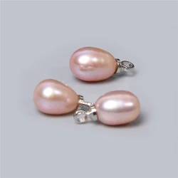 5Pcs Pink Water Drop Pearl Pendent Connector Minimalist Natural Freshwater Pearl Charms Accessories For Making DIY Necklace