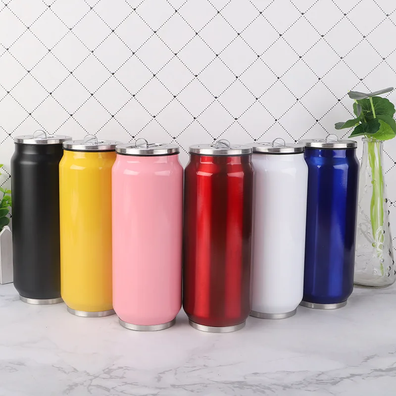 

500ml New Beverage Cans Double Wall Stainless Steel Drinking Bottle Thermos Bottle High Grade Vacuum Flasks Able Logo Customize