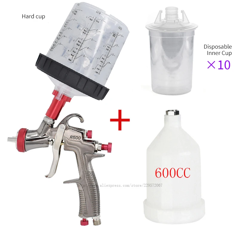 Gravity spray gun manual spray gun 1.3mm 600CC cup LVLP spray gun with spray gun accessories