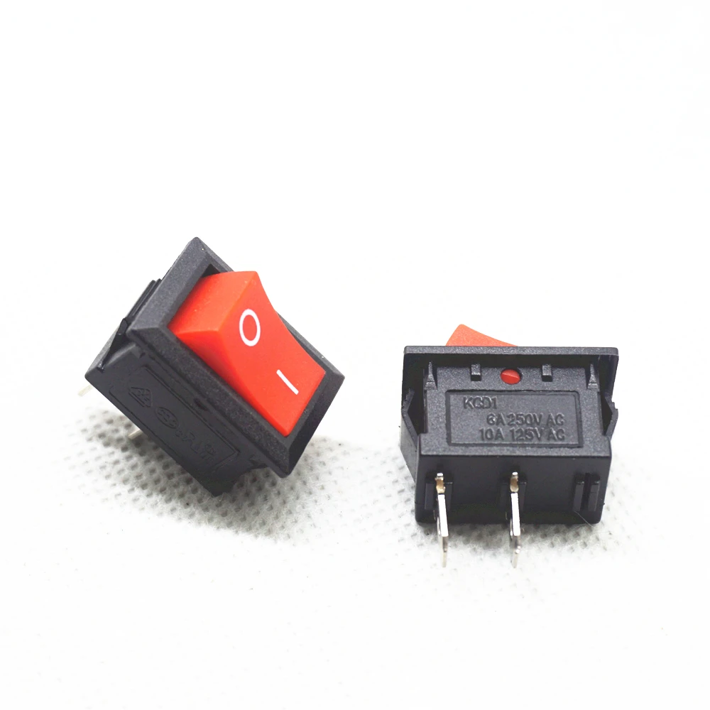 

1000PCS, KCD1-101, 15X21mm, RED Button Rocker Switch, 6A/250V, 10A/125V, 2-PIN 2 Position I/O