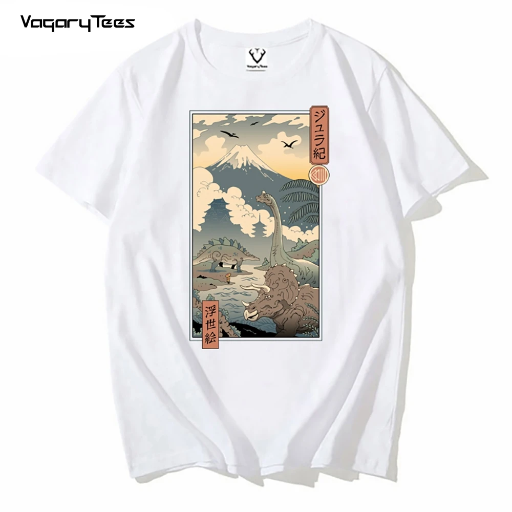 

Japan traditional Painting Style Kyoto Jurassic Ukiyo print Tee Shirt Top Harajuku Manga Men Hip Hop unisex streetwear T Shirt