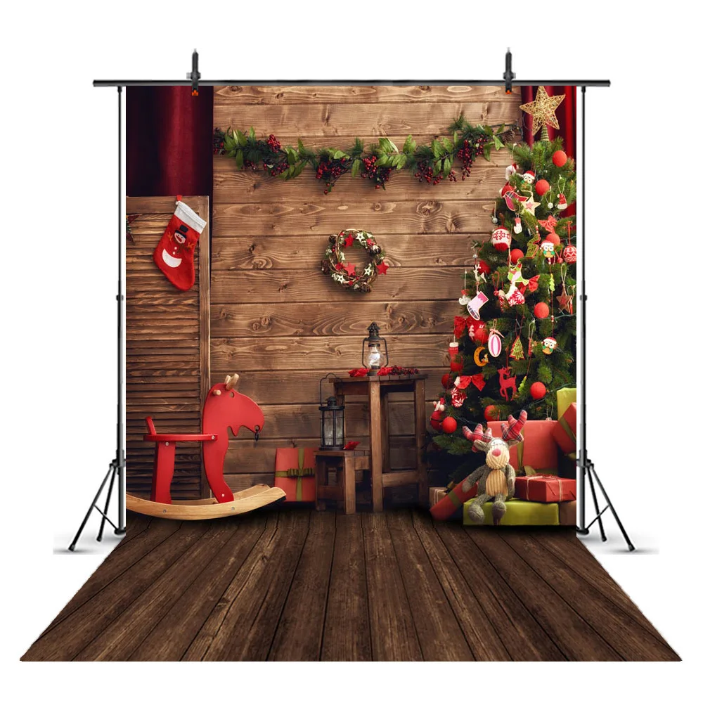 Christmas Wood Wall Backdrop Photography Winter Fireplace Background Decoration Adult Kids Girl Photo New Year Studio Photobooth