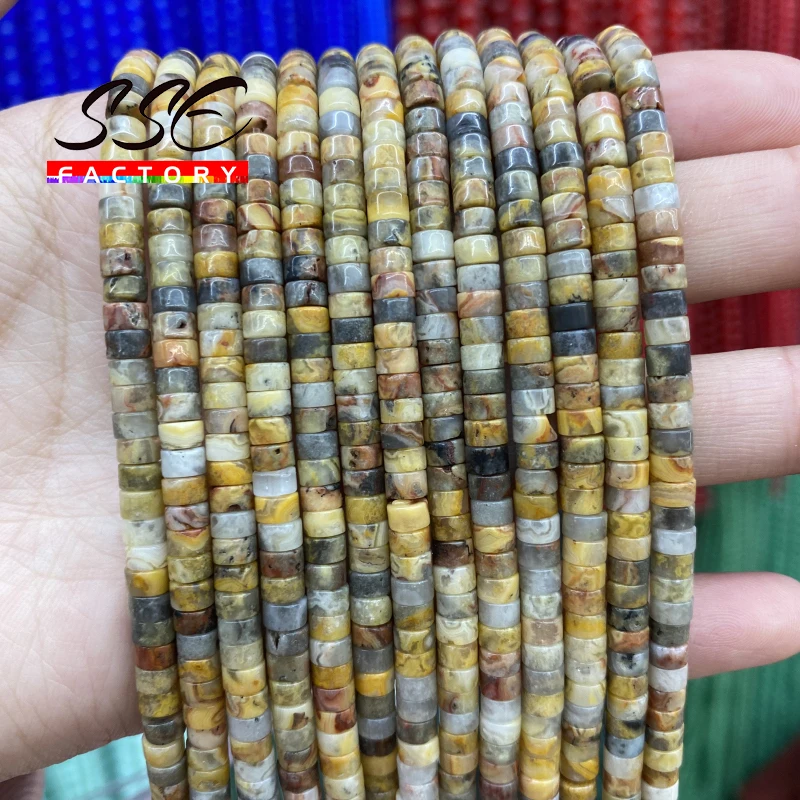 Natural Crazy Agates Beads Flat Round Natural Stone Loose Beads For Jewelry Making DIY Bracelets Necklaces Accessories 2x4mm 15