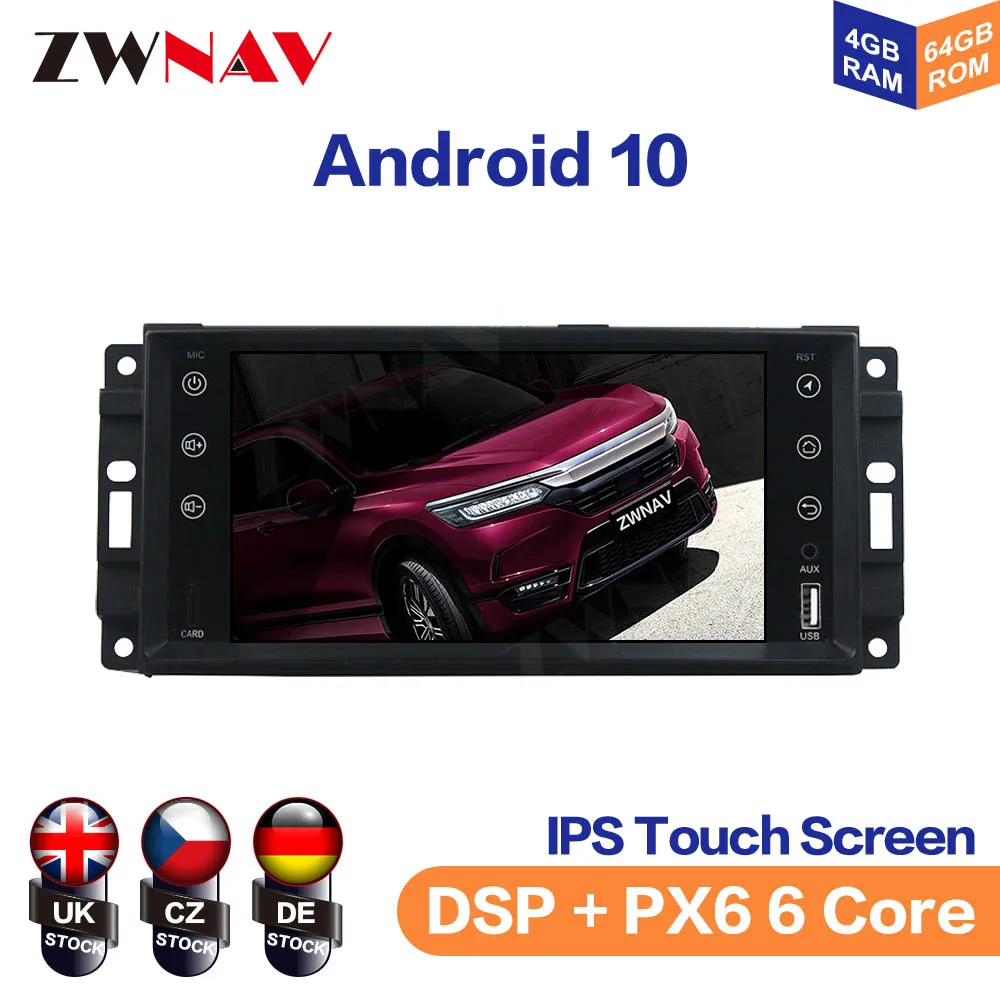 Android 10.0 Car Multimedia Player Stereo Radio DVD Player For Jeep Compass Wrangler Full Touch Car GPS Map Navigation Dashboard