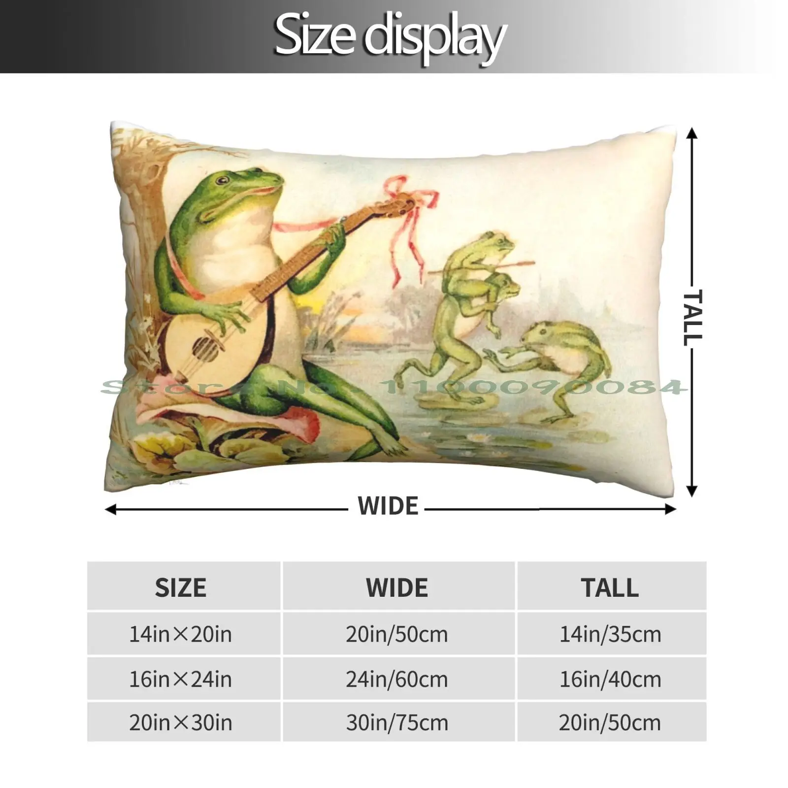 Frog Strumming : Vintage Abstract Entertainment Print Pillow Case 20x30 50*75 Sofa Bedroom Frogs Toads Amphibian Abstract