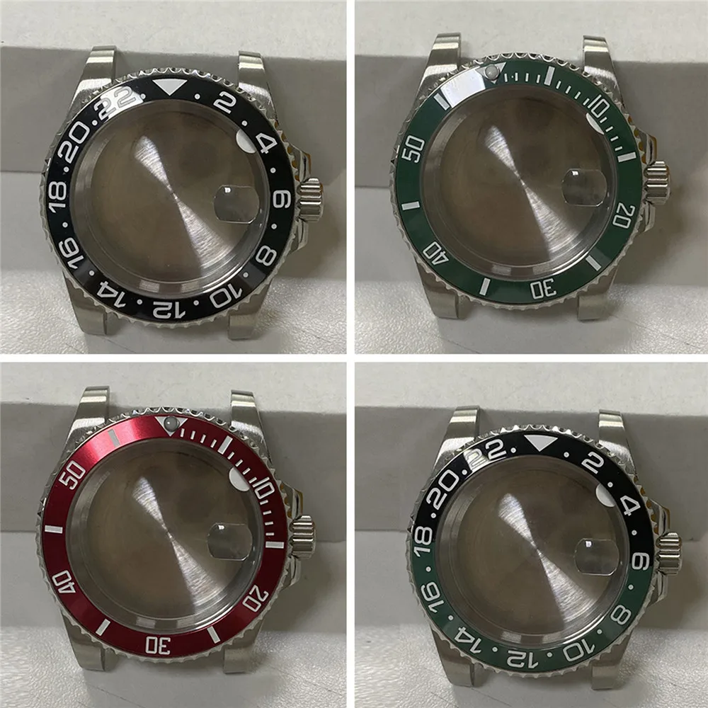 

40MM Watch Case Sapphire Magnifying Glass GMT Bezel for 8215 8205 8200 For Mingzhu 2813 3804 ETA 2836 2834 Movement Repair Part