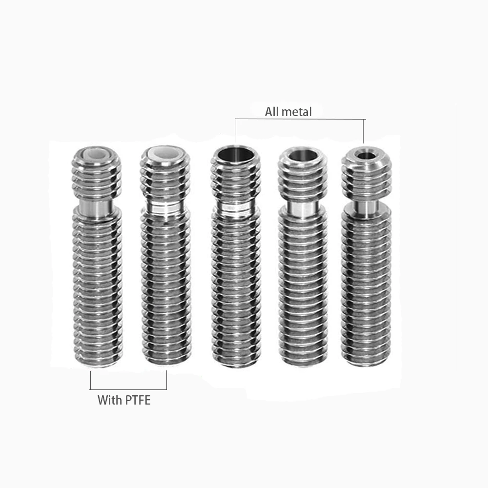 Parte de impresora 3D V5, garganta de acero inoxidable con PTFE 1,75/3/4.1mm, filamento de extremo caliente, todo de Metal con tubo PTFE para E3D V5, 1 unidad