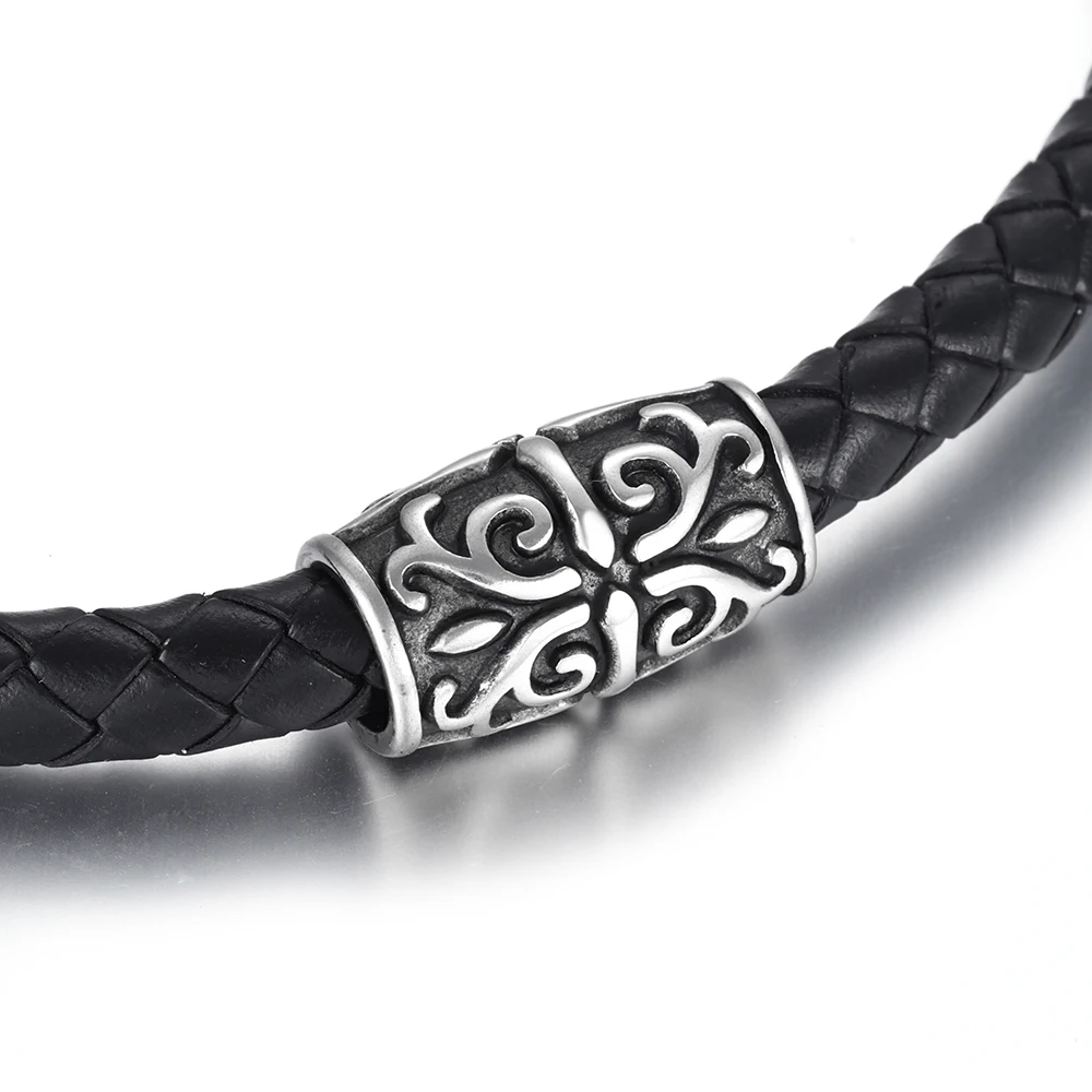 Stainless Steel Tube Beads Viking Big Large Hole 8mm Slider Charms DIY Men Leather Cord Bracelet Making Jewelry Accessories