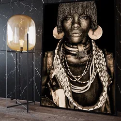 Modern African Tribal Black People Art Posters and Prints Canvas Paintings Wall Art Pictures for Living Room Decor (No Frame)