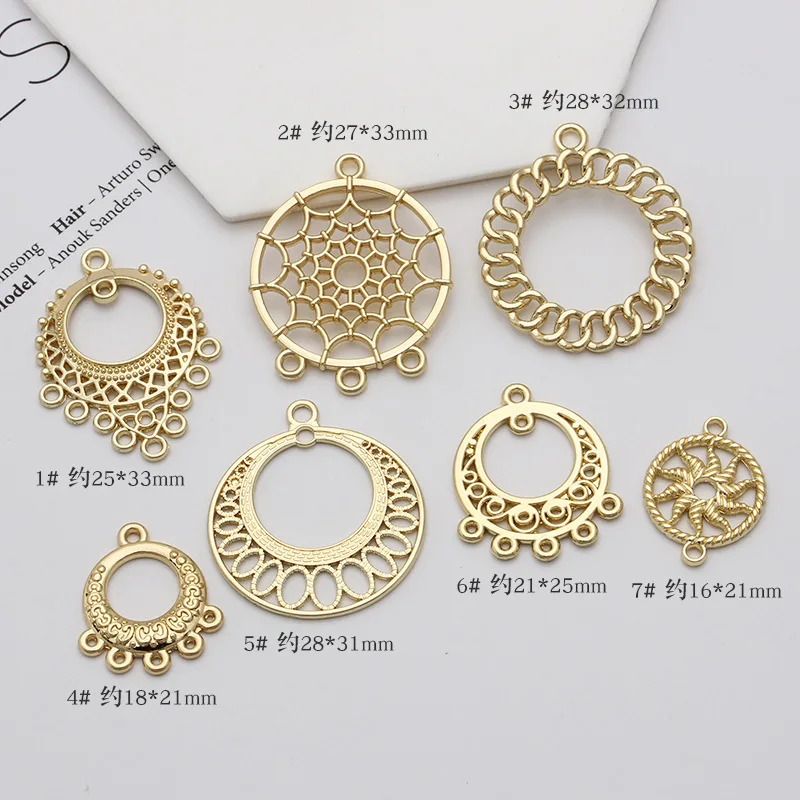 10pcs Matt Gold Color Pendant Charms Hollow Love Heart Waterdrop Round Pendants for Earrings Connectors for DIY Jewelry Making