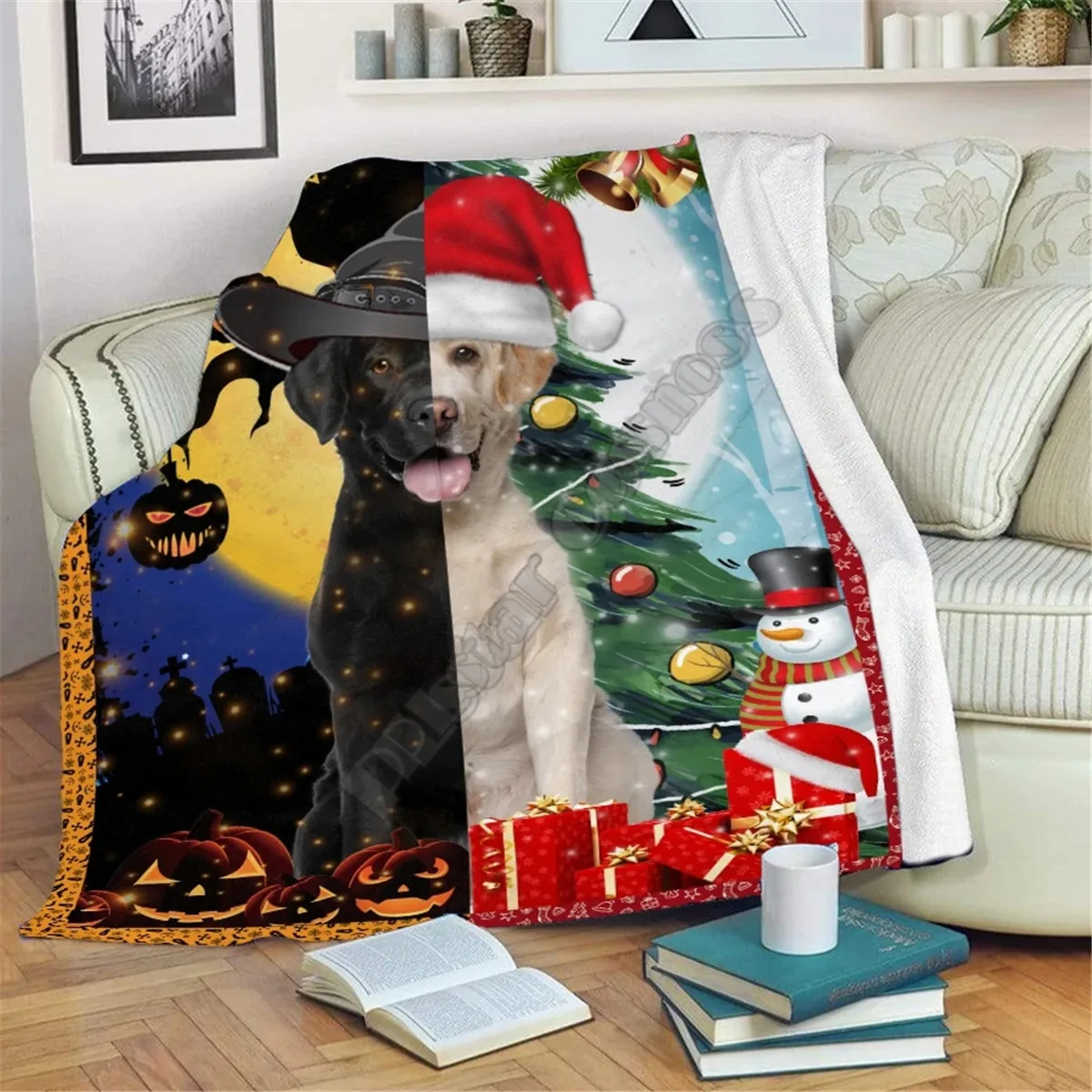 

Labrador Retriever Premium Fleece Blanket 3D All Over Printed Sherpa Blanket on Bed Home Textiles Christmas Blanket