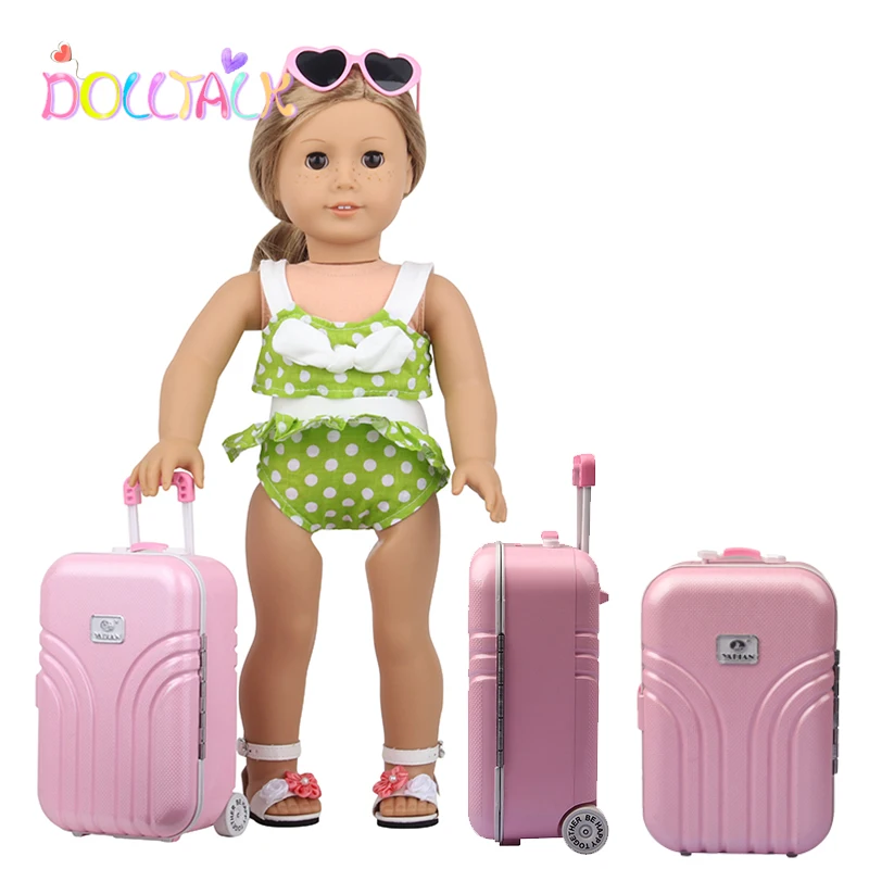 Doll Accessories Box Suitcase For American Doll  Pink Silver Dolls Travel Suitcase Fit For 18 Inch Dolls