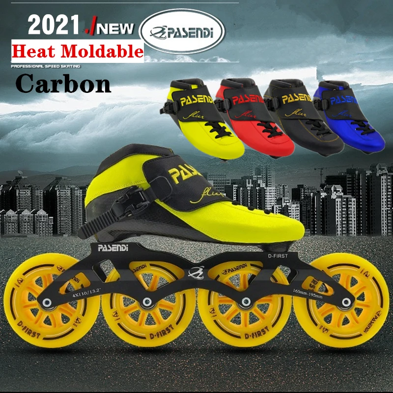 PASENDI Heat Moldable Speed Roller Skates 4 wheel Roller Skating Shoes Carbon Fiber PS inline speed Skate for men and women