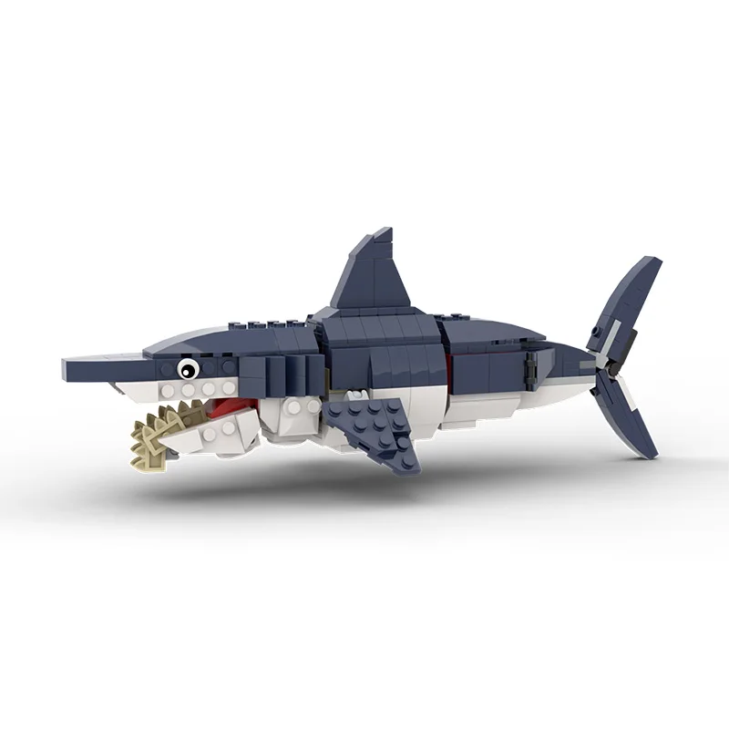 BZB MOC 56298 Prehistoric Ocean Fighting Sea Creature Gear Shark Building Block Model Set Deep Sea Monster Birthday Gift DIY Toy