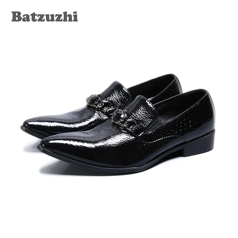 

Batzuzhi Luxury Male Formal Party Flats Italian Type Leather Men's Dress Shoes Vintage Pointed Toe Chaussure Homme, Big Size 46