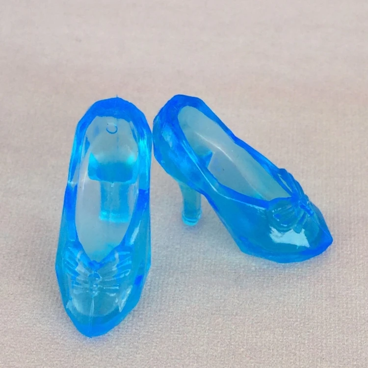 10Pairs/lot Imitation Fairy Tale Crystal Shoes For Barbie Doll Accessories CINDERELLA Fashion Doll Shoes High Heels Sandals Toy