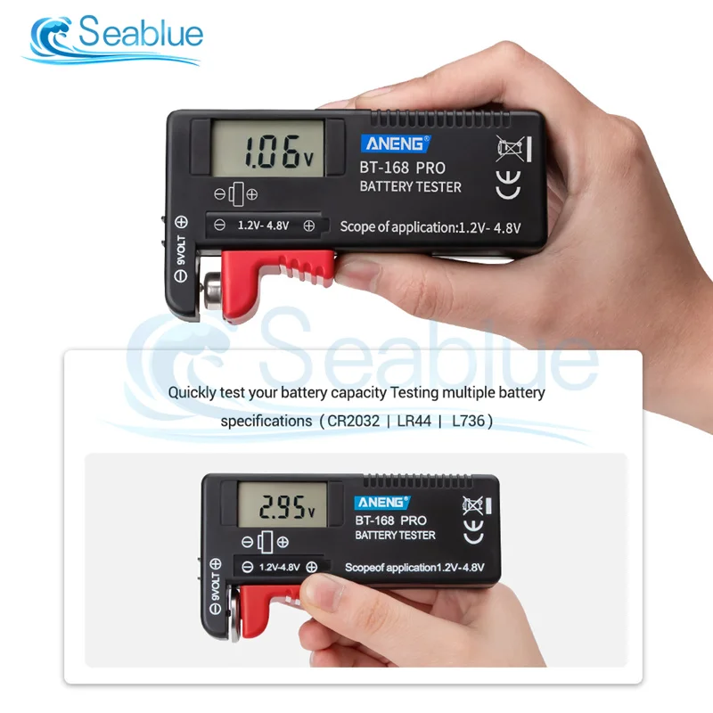 BT-168 Pro Digital Display Battery Tester Battery Checker Can Measure 18650 Batteries 9V 3.7V 1.5V Cell C D Batteries Tester