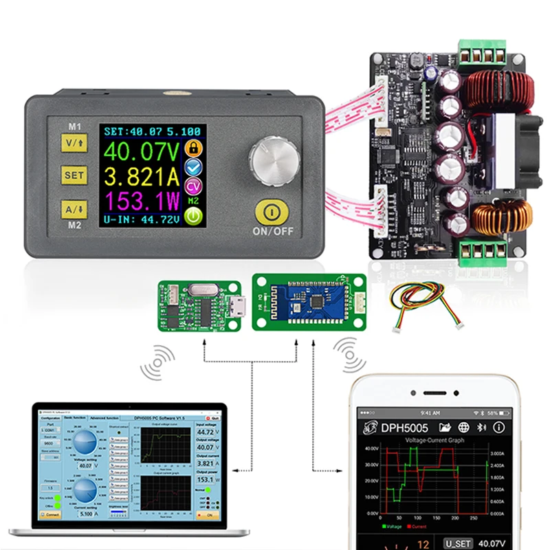 

DPH 5005 50V 5A Computer Mobile Phone Communication Boost Voltage Buck Module DC Stabilized Voltage Programmable Power Module