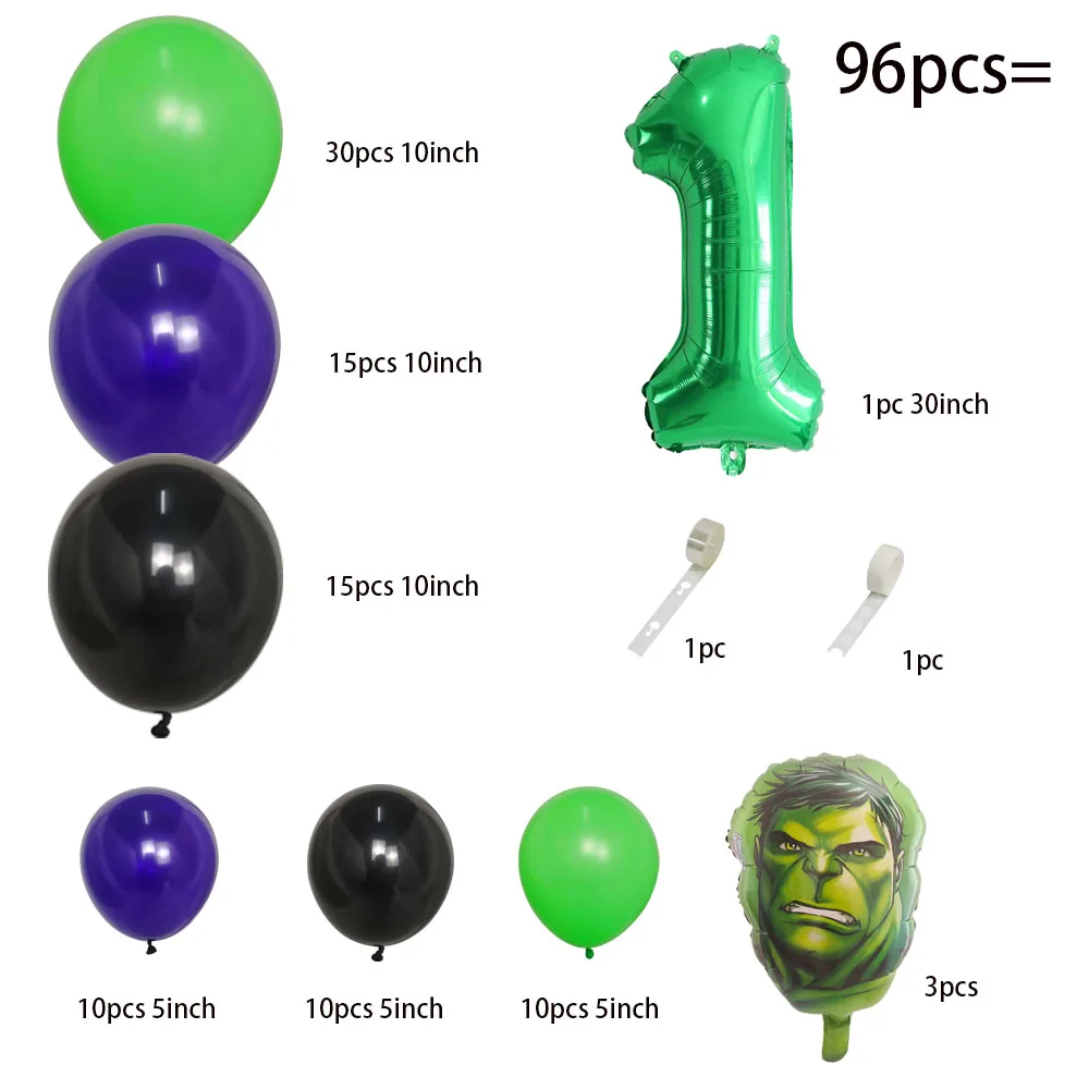 1Set Avengers Hulk Iron Man Foil Balloons Green Number Party Inflatable Head Balloon Birthday Party Decoration Kids Toys Globos