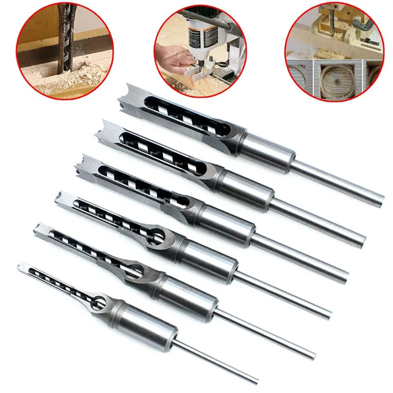 4pcs/5pcs/6pcs Square Hole Drill Bit Auger Bit Steel Mortising Drilling Craving Woodworking Tools