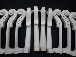 10pcs Unvarnished Violin Head Neck Maple Wood Unfinished Student Violin Scroll Peg Headstock 1/2, 3/4/4
