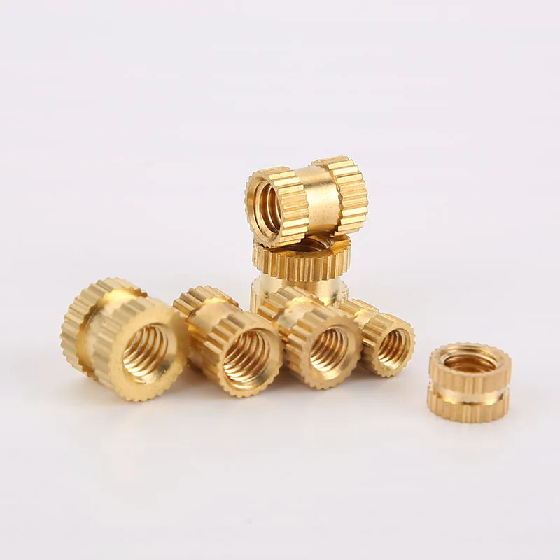 Brass Injection Insert Nut Double Oblique Knurled Copper Nut Knurled Threaded Insert for Plastic Brass Embedded Parts