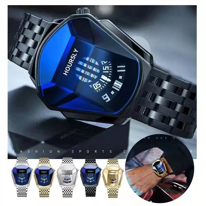 Luxury HOURSLY Brand Trend Cool Men\'s Wrist Watch Stainless Steel Technology Fashion Quartz Watch For Men Relogio Masculino 2023