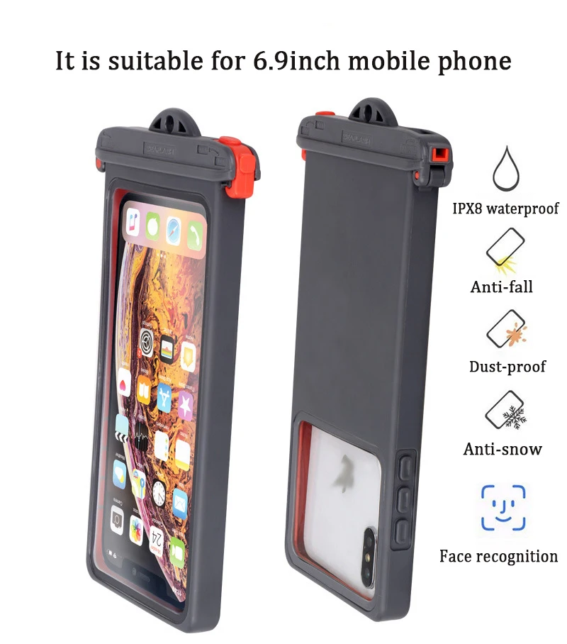 New Universal Waterproof Phone Case IPX8 Waterproof Pouch Dry Bag Hard Plastic Underwater Bag Floating up to 6.8