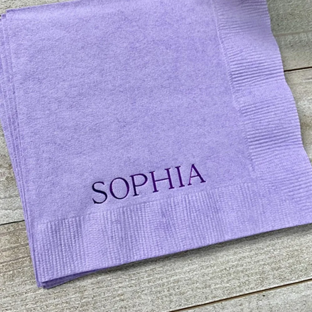 Personalized 50  Napkins wedding party Napkins Printed  Cocktail Beverage Paper Birthday Party Monogram Custom Luncheon Avail!