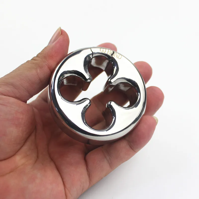10 Sizes Scrotum Pendant Clover Shaped Stainless Steel Scrotal Bondage Testicular Pendant Penis Pendant Sex Products BB-2-130