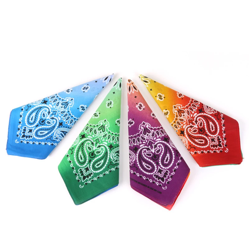 Colorful Handkerchief Paisley Tie-Dye Bandanas Ladies Women Neckerchief Cotton Headscarf Handkerchief Square 55cm X 55cm 1Piece