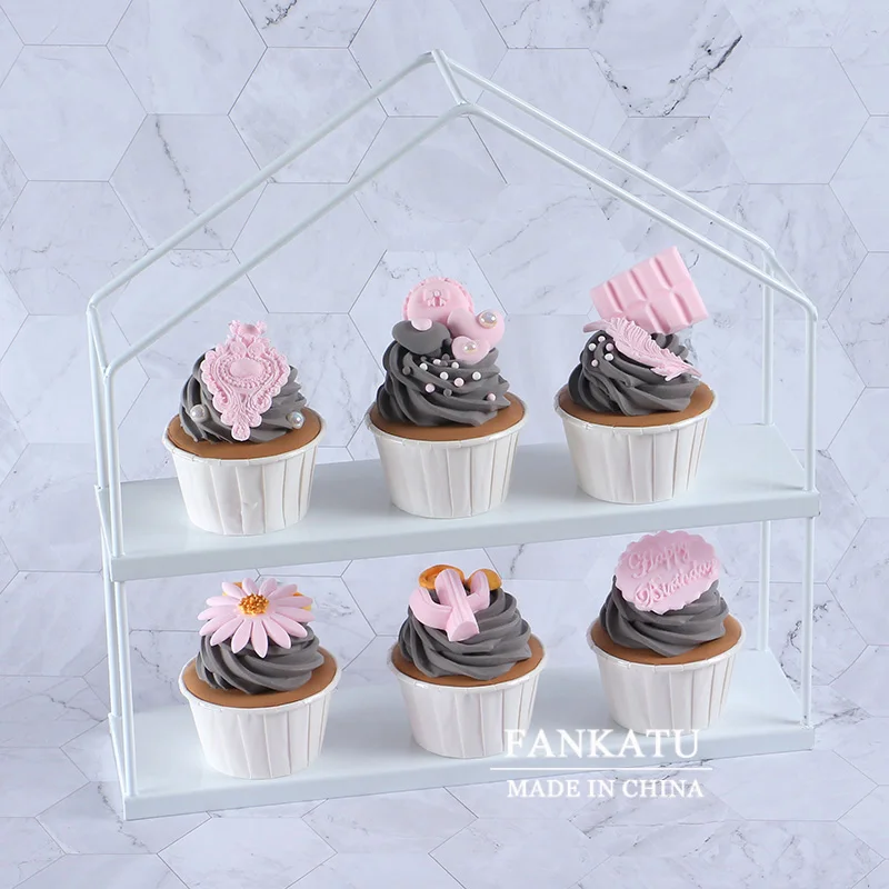 simulation Cupcake Artificial clay model Vintage Grey Pink dessert decorating for showcase photography tools Kitchen Table Decor