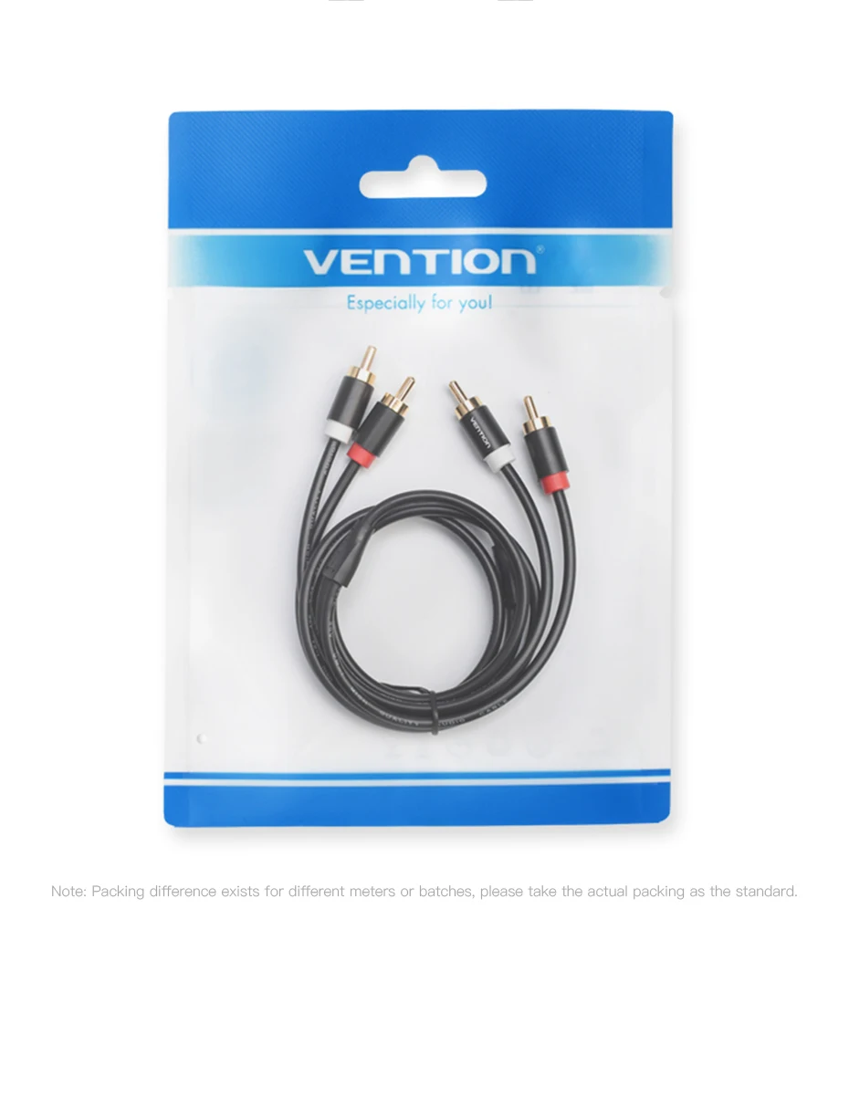 Vention 2 RCA auf 2 RCA-Kabel Stecker auf Stecker Audiokabel für Heimkino DVD-Verstärker TV 1 m 2 m 3 m 5 m Kabel RCA vergoldet Cabo – Detail 15