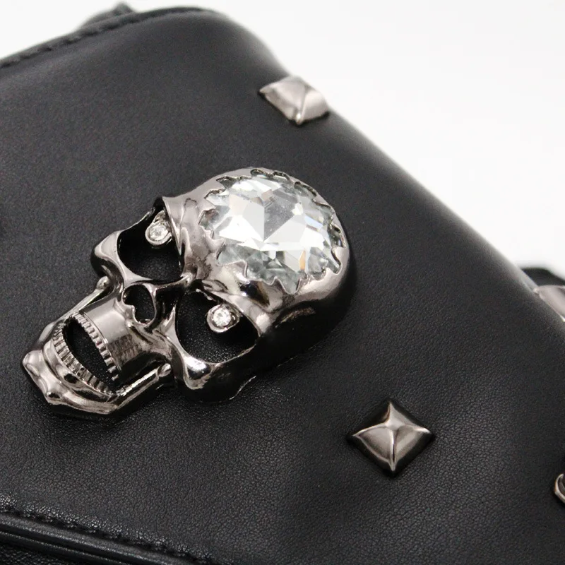 Annmouler Designer Women Shoulder Bag Fashion Skull Crossbody Bag Black Luxury Chest Bag Quality Women Shoulder Purse