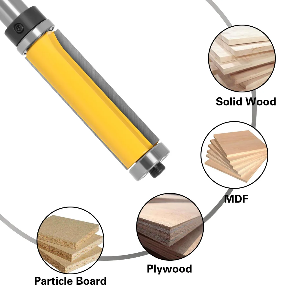 Broca para fresadora de 1/2 ", 12,7 MM, 12MM, Mango para tallado de madera, 1/2 SH, 2-1/2", patrón de embellecedor extralargo, Bearins superior e inferior, 1 unidad
