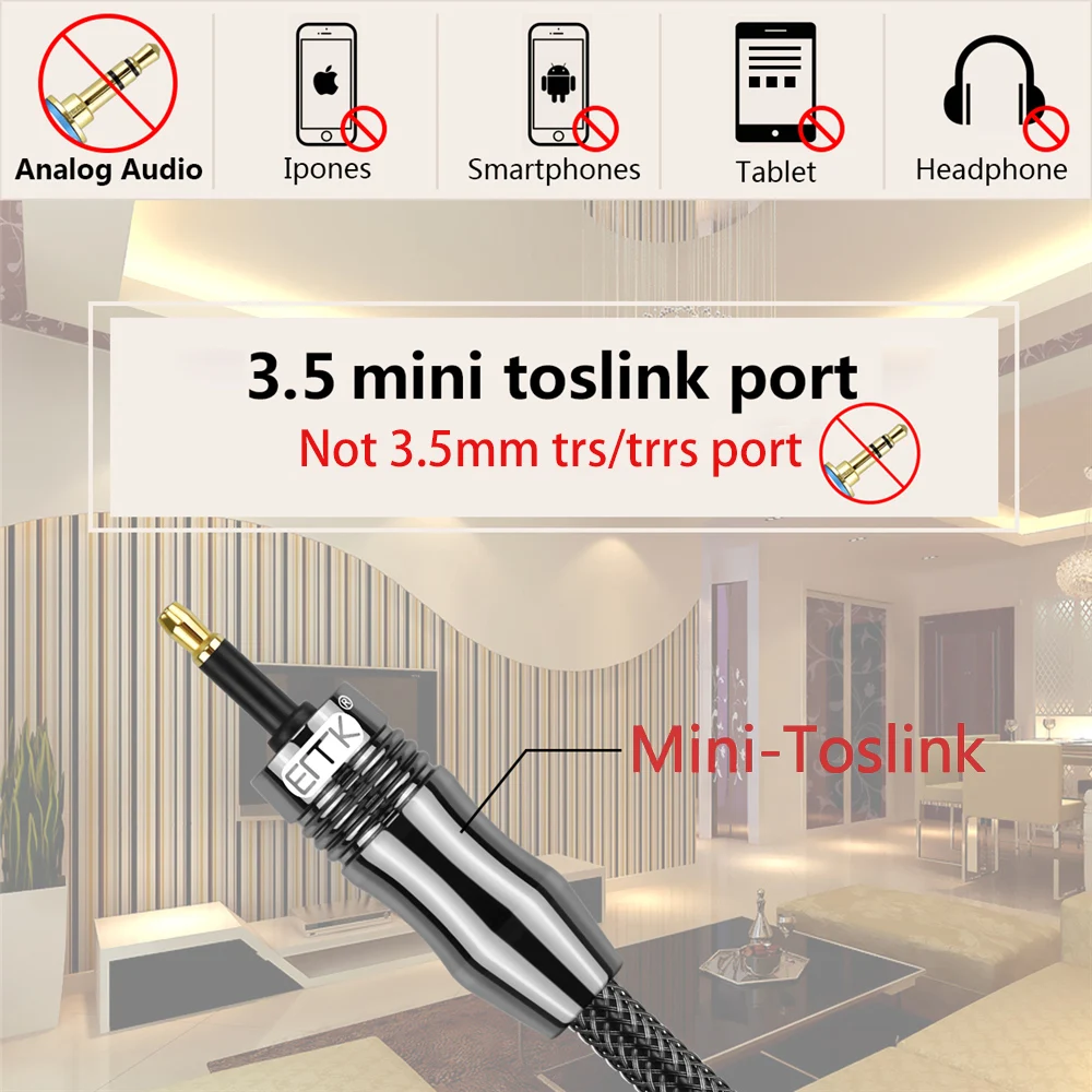 Toslink do Mini Toslink cyfrowy optyczny kabel Audio S/PDIF standardowy Mini Toslink męski Adapter złącza wtykowego