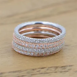 Echt Eternity Ring 925 Sterling Zilver Micro Pave Aaaaa Zirconia Charm Wedding Band Ringen Voor Vrouwen Finger Sieraden