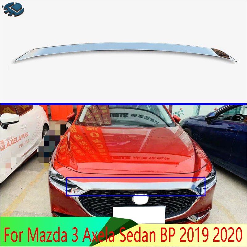 For Mazda 3 Axela Sedan BP 2019 2020 Car Accessories ABS Chrome Front Hood Bonnet Grill Grille Bumper Lip Mesh Trim Cover