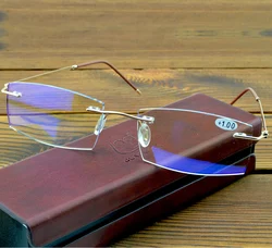 Clara Vida Quality Coated Square Antislip Temple golden gold Rimless Frame Reading Glasses +0.75 +1 +1.25To+4