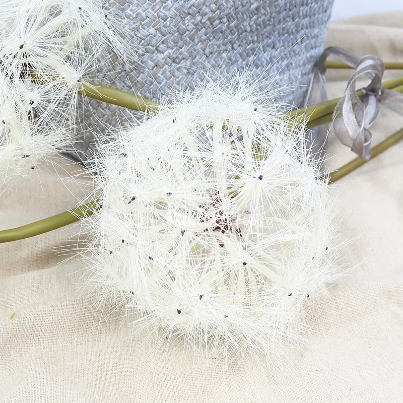 Fake white flower artificial dandelion ball branch garden wedding party home decoration