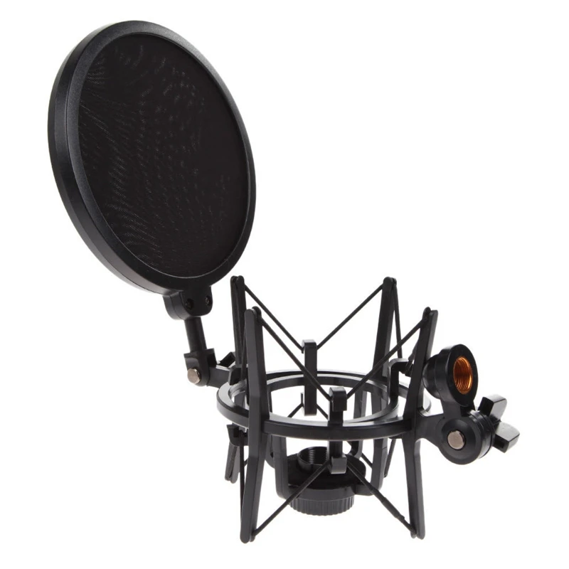 Top Deals Professional Microphone Mic Shock Mount with Shield Articulating Head Holder Stand Bracket for Studio Broadcast