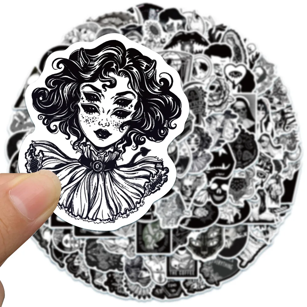 10/30/50/100PCS Black White Gothic Style Horror Thriller Graffiti Stickers For Scooter Laptop Guitar Decoration Decal Sticker F5