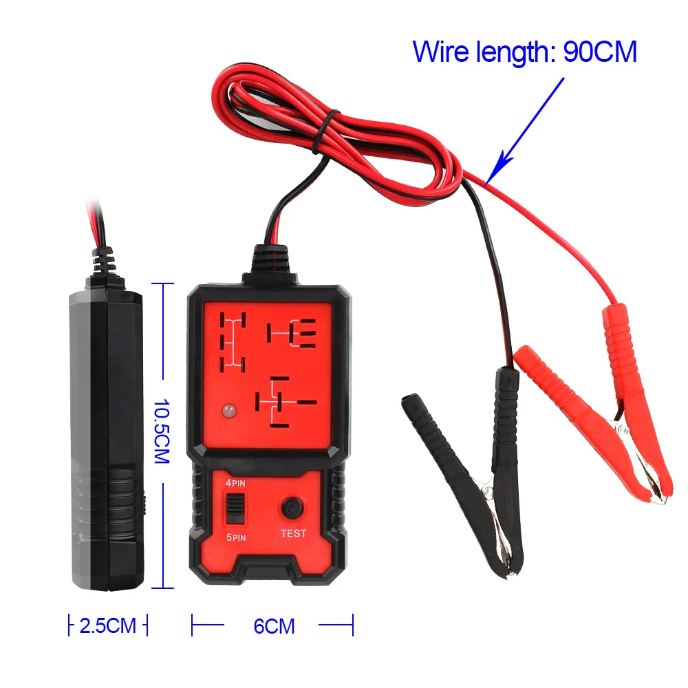 Comprobador de batería de coche con luz indicadora LED, prueba electrónica, probador de relé de coche, herramientas de diagnóstico, accesorios